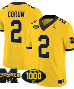 Blake Corum Jersey #2 Michigan Wolverines 1000 Wins Patch Vapor Limited Football Maize