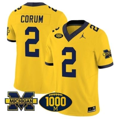 Blake Corum Jersey #2 Michigan Wolverines 1000 Wins Patch Vapor Limited Football Maize