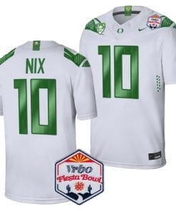 Bo Nix Jersey #10 Oregon Ducks Fiesta Bowl Patch 2024 Football White