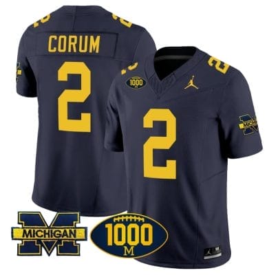 Blake Corum Jersey #2 Michigan Wolverines 1000 Wins Patch Vapor Limited Football Navy