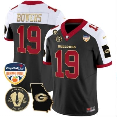 Brock Bowers Jersey #19 Georgia Bulldogs Vapor Limited Orange Bowl Patch Alternate 8 Brock Bowers Jersey #19 Georgia Bulldogs Vapor Limited Orange Bowl Patch Alternate