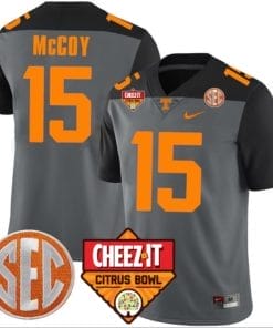 Bru McCoy Jersey #15 Tennessee Volunteers Football Cheez It Citrus Bowl Patch Smoke Gray