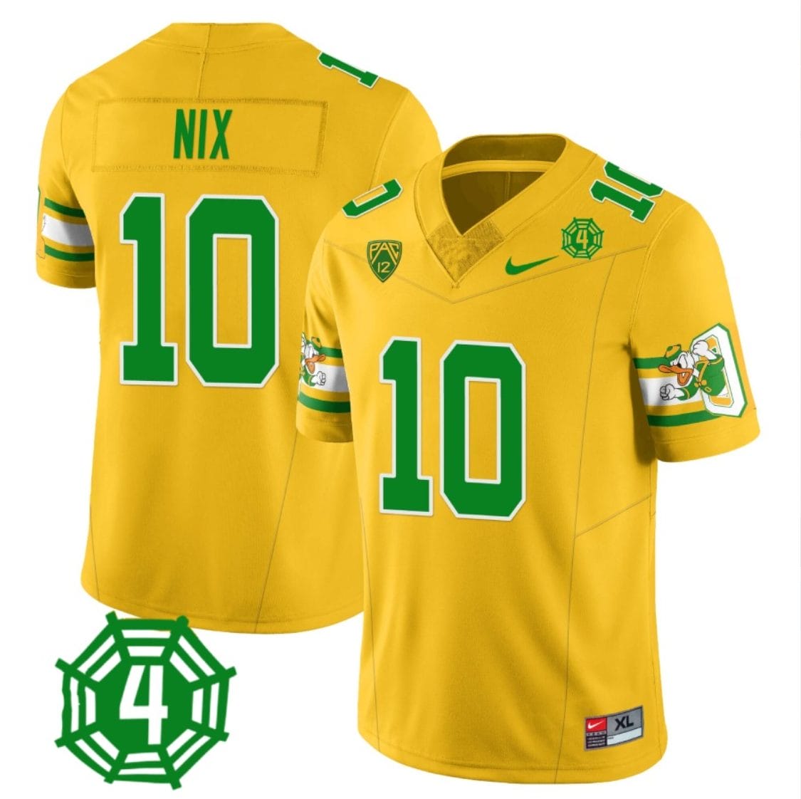 Bo Nix Jersey #10 Oregon Ducks Honor Spencer Webb Patch Football Yellow 1 Bo Nix Jersey #10 Oregon Ducks Honor Spencer Webb Patch Football Yellow