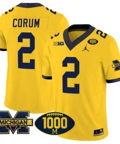 Blake Corum Jersey #2 Michigan Wolverines 1000 Wins Patch Vapor College Football Maize