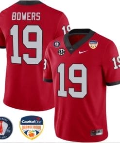 Brock Bowers Jersey #19 Georgia Bulldogs Orange Bowl Patch Football Stitched Red