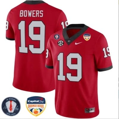 Brock Bowers Jersey #19 Georgia Bulldogs Orange Bowl Patch Football Stitched Red 8 Brock Bowers Jersey #19 Georgia Bulldogs Orange Bowl Patch Football Stitched Red
