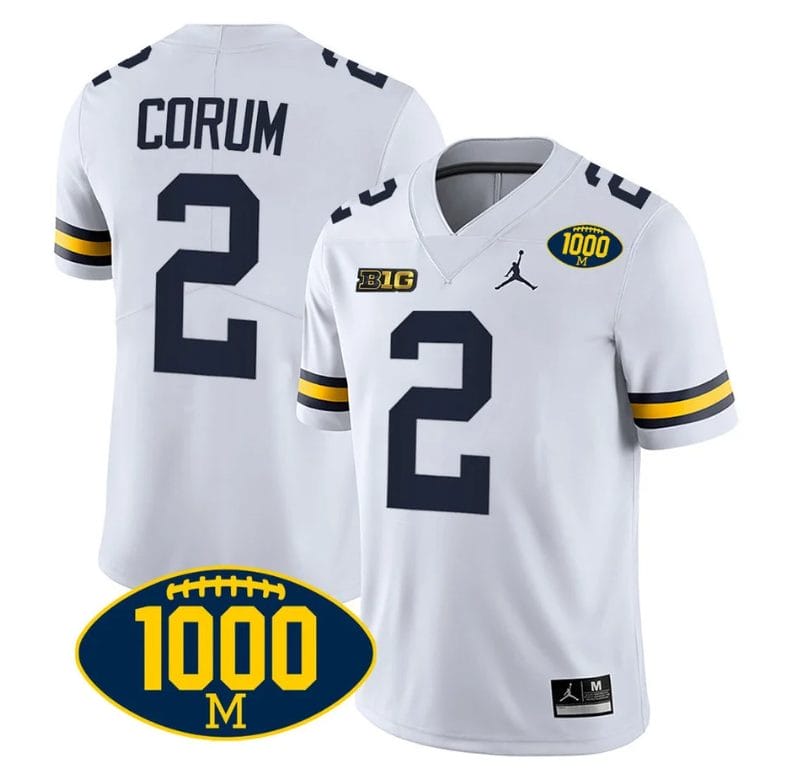 Blake Corum Jersey #2 Michigan Wolverines 1000 Wins Patch College Football White 1 Blake Corum Jersey #2 Michigan Wolverines 1000 Wins Patch College Football White