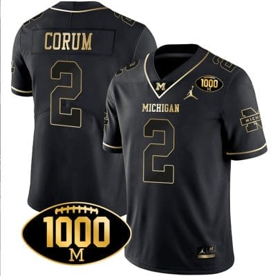 Blake Corum Jersey #2 Michigan Wolverines 1000 Wins Patch Football All Stitched Black Gold 8 Blake Corum Jersey #2 Michigan Wolverines 1000 Wins Patch Football All Stitched Black Gold