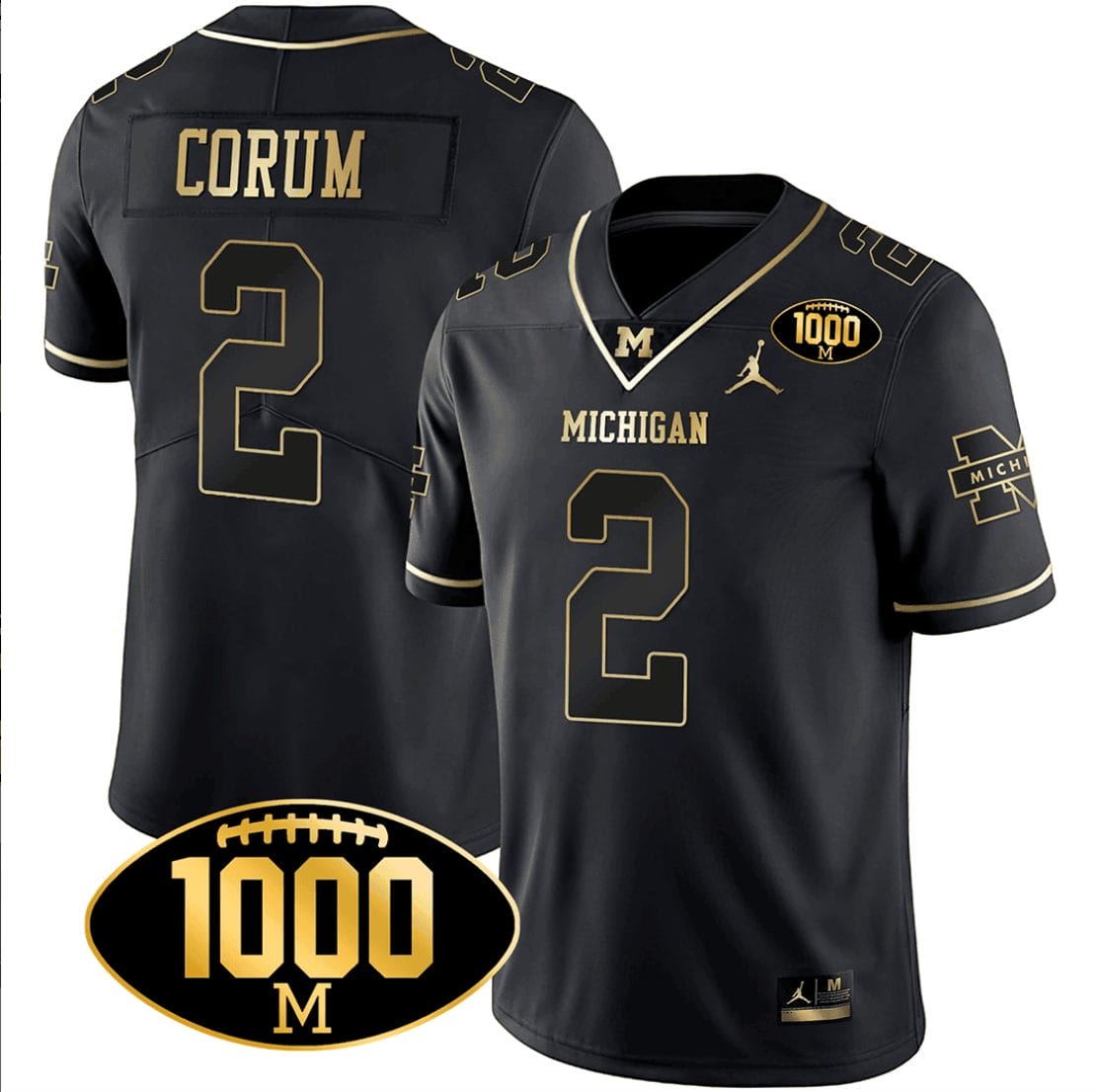 Blake Corum Jersey #2 Michigan Wolverines 1000 Wins Patch Football All Stitched Black Gold 1 Blake Corum Jersey #2 Michigan Wolverines 1000 Wins Patch Football All Stitched Black Gold