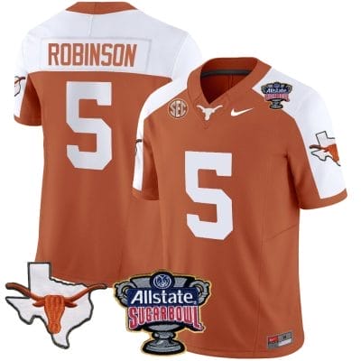 Bijan Robinson Jersey #5 Texas Longhorns Sugar Bowl Patch Vapor Football Texas Orange Alternate