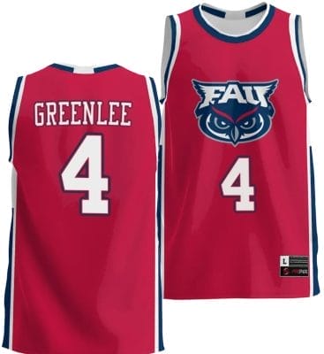 Bryan Greenlee Jersey #4 FAU Owls NIL College Basketball Lightweight Red