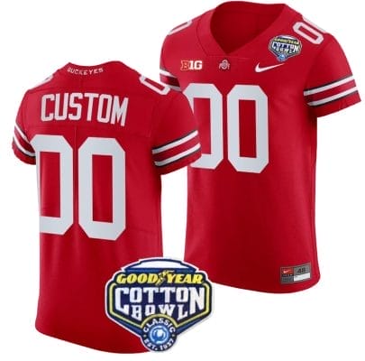 Custom Ohio State Buckeyes Jersey Name and Number Cotton Bowl Patch 2023 Football Scarlet