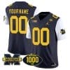 Custom Michigan Wolverines Jersey Name and Number 1000 Wins Patch Vapor Limited Football White Sleeves