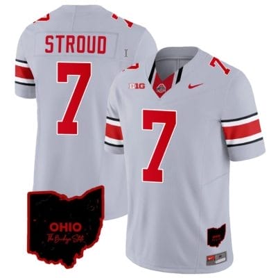 CJ Stroud Jersey #7 Ohio State Buckeyes College Football Stitched Vapor Limited Ohio Patch Gray 8 CJ Stroud Jersey #7 Ohio State Buckeyes College Football Stitched Vapor Limited Ohio Patch Gray