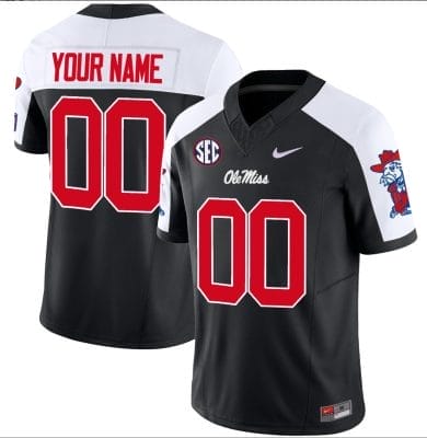 Custom Ole Miss Jersey Name and Number Football Vapor Limited All Stitched Black Alternate