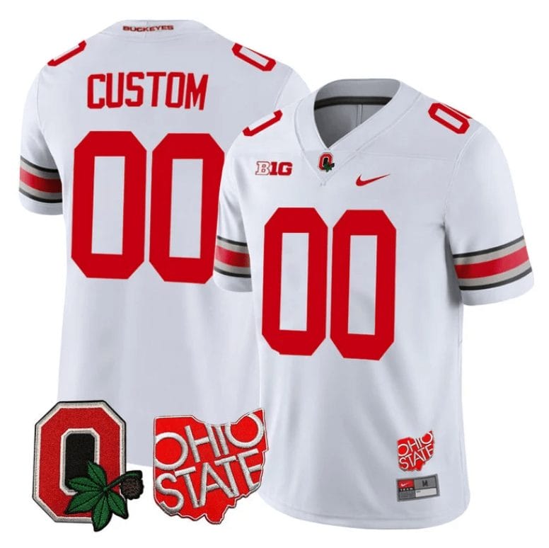 Custom Ohio State Jersey Name and Number College Football Stitched Logo Patch White 1 Custom Ohio State Jersey Name and Number College Football Stitched Logo Patch White