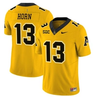 Christan Horn Jersey #13 Appalachian State Mountaineers Vapor Limited College Football Yellow