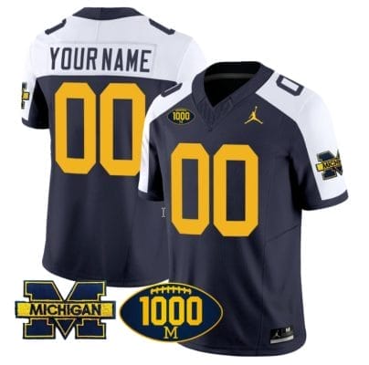 Custom Michigan Wolverines Jersey Name and Number 1000 Wins Patch Vapor College Football Navy Alternate 8 Custom Michigan Wolverines Jersey Name and Number 1000 Wins Patch Vapor College Football Navy Alternate