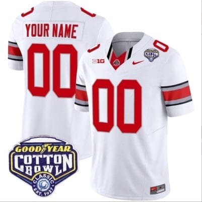 Custom Ohio State Jersey Name and Number Cotton Bowl Patch Vapor Football White