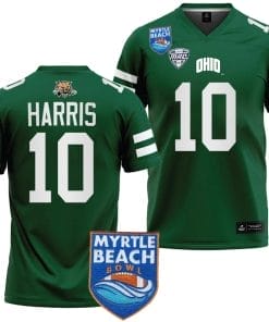 CJ Harris Jersey #10 Ohio Bobcats 2023 Myrtle Beach Bowl Patch College Football Green