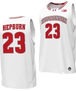 Chucky Hepburn Jersey #23 Wisconsin Badgers By the Players Basketball 2023-24 White