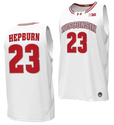 Chucky Hepburn Jersey #23 Wisconsin Badgers By the Players Basketball 2023-24 White