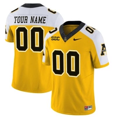 Custom Appalachian State Mountaineers Jersey Name and Number Vapor Limited College Football Yellow Alternate
