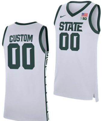 Custom Michigan State Spartans Jersey Name and Number Replica Basketball 2023-24 White