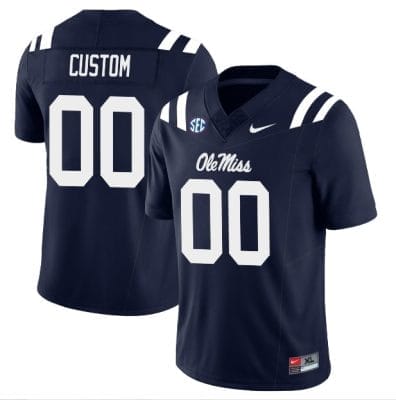 Custom Ole Miss Jersey Name and Number Football Vapor Limited All Stitched Navy
