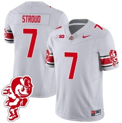 CJ Stroud Jersey #7 Ohio State Buckeyes Football 2023 Stitched Brutus Buckeye Patch Gray