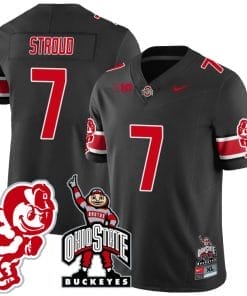 CJ Stroud Jersey #7 Ohio State Buckeyes Football Stitched Brutus Buckeye Patch Black
