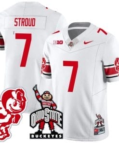 CJ Stroud Jersey #7 Ohio State Buckeyes Football Stitched Brutus Buckeye Patch White