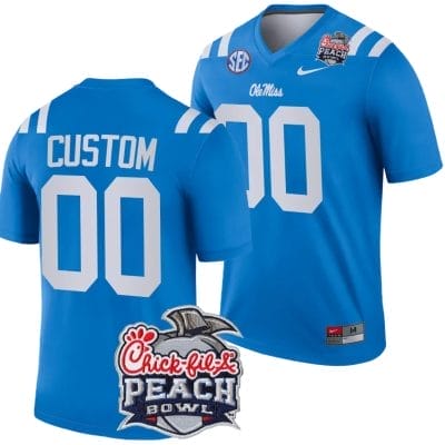 Custom Ole Miss Rebels Jersey Name and Number Peach Bowl Patch 2024 College Football Playoff Blue 8 Custom Ole Miss Rebels Jersey Name and Number Peach Bowl Patch 2024 College Football Playoff Blue