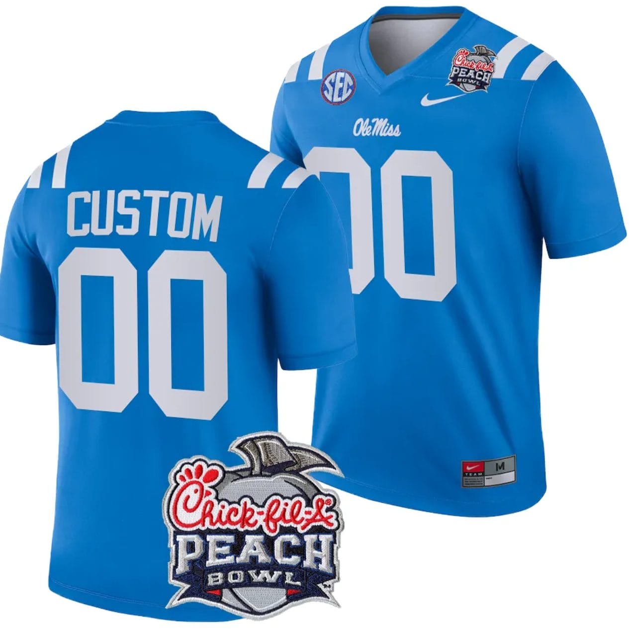 Custom Ole Miss Rebels Jersey Name and Number Peach Bowl Patch 2024 College Football Playoff Blue 1 Custom Ole Miss Rebels Jersey Name and Number Peach Bowl Patch 2024 College Football Playoff Blue