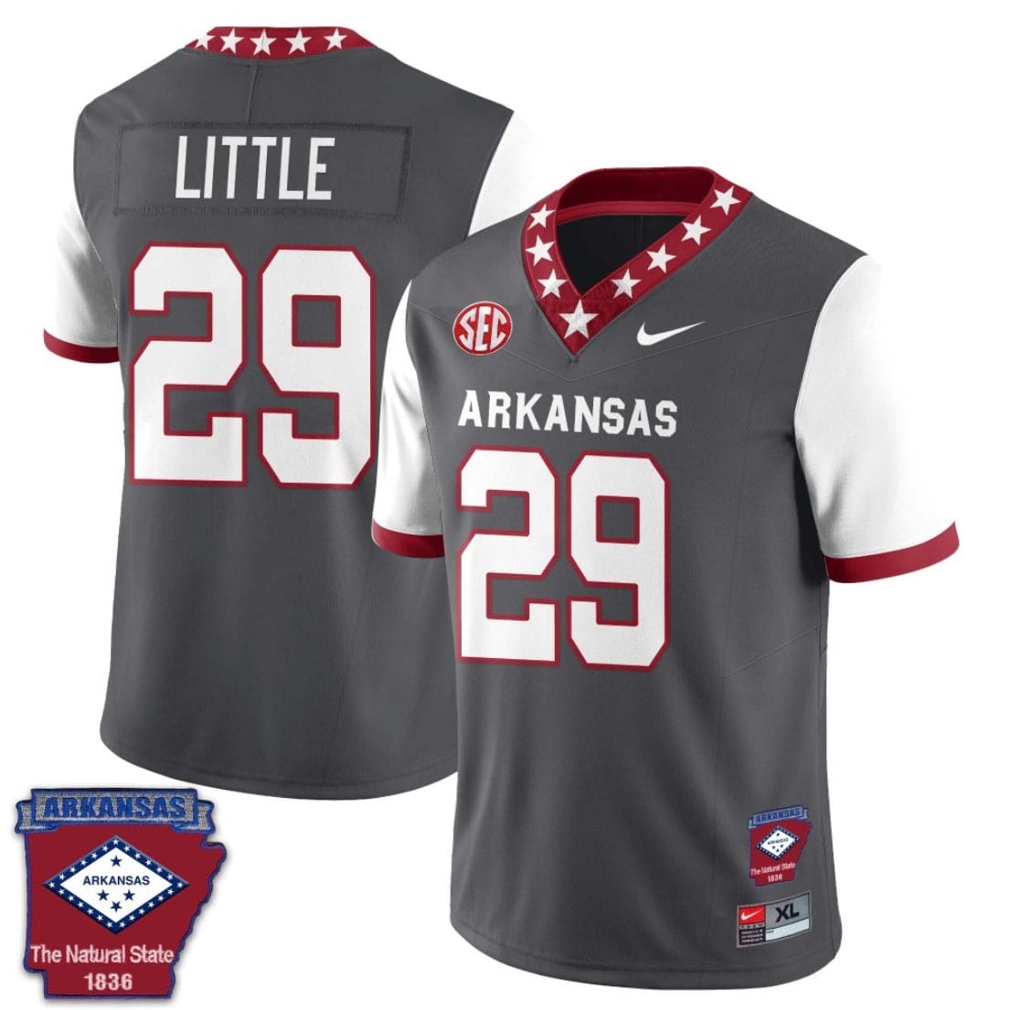 Cam Little Jersey #29 Arkansas Razorback Football Arkansas State Patch White Sleeves 1 Cam Little Jersey #29 Arkansas Razorback Football Arkansas State Patch White Sleeves