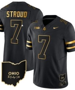 CJ Stroud Jersey #7 Ohio State Buckeyes College Football Stitched Vapor Limited Gold Ohio Patch Black Gold