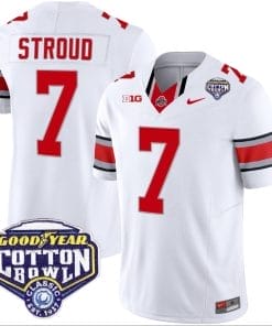 CJ Stroud Jersey #7 Ohio State Buckeyes Cotton Bowl Patch Vapor Football White