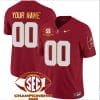 Custom Alabama Crimson Jersey Name and Number SEC Championship 2023 Patch Gold Football Crimson