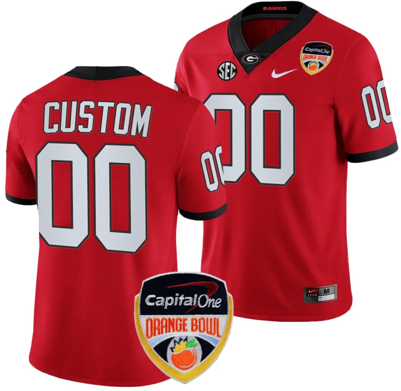 Custom Georgia Bulldogs Jersey Name and Number Orange Bowl Patch 2023 College Football Red 1 Custom Georgia Bulldogs Jersey Name and Number Orange Bowl Patch 2023 College Football Red