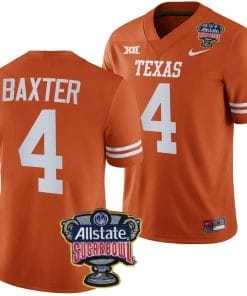CJ Baxter Jersey #4 Texas Longhorns Allstate Sugar Bowl Patch 2024 College Football Orange