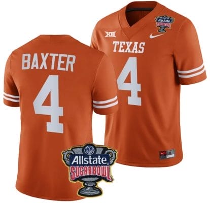CJ Baxter Jersey #4 Texas Longhorns Allstate Sugar Bowl Patch 2024 College Football Orange