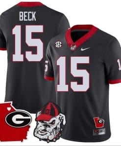 Carson Beck Jersey #15 Georgia Bulldogs Georgia State Map College Football Stitched Black