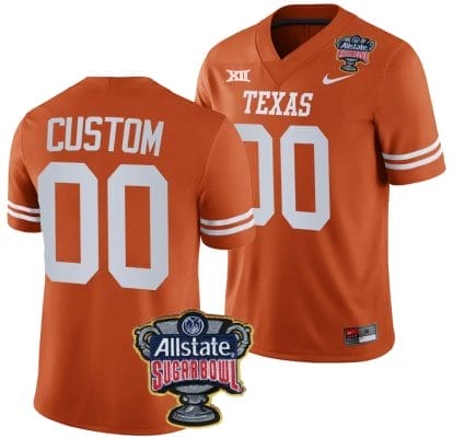 Custom Texas Longhorns Jersey Name and Number Allstate Sugar Bowl Patch 2024 College Football Orange