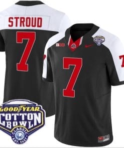 CJ Stroud Jersey #7 Ohio State Buckeyes Cotton Bowl Patch Vapor Football Black Alternate