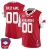 Custom Arkansas Razorback Jersey Name and Number Football The Natural State Patch White Sleeves