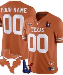 Custom Texas Longhorns Jersey Name and Number Texas State and Throwing Up The H Patch Orange