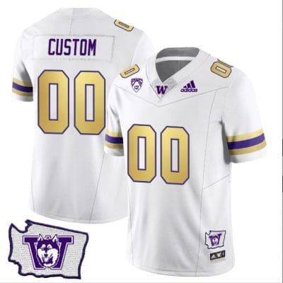Custom Washington Huskies Jersey Name and Number Washington Map Patch Football Husky Royalty