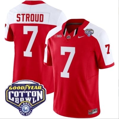 CJ Stroud Jersey #7 Ohio State Buckeyes Cotton Bowl Patch Vapor Football Red Alternate