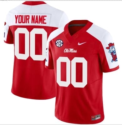 Custom Ole Miss Jersey Name and Number Football Vapor Limited All Stitched Red Alternate