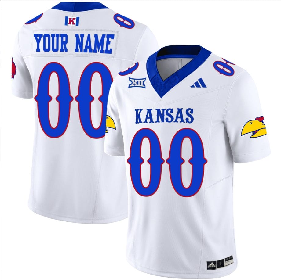 Custom Kansas Jayhawks Jersey Name and Number Vapor Limited Football Stitched White 1 Custom Kansas Jayhawks Jersey Name and Number Vapor Limited Football Stitched White